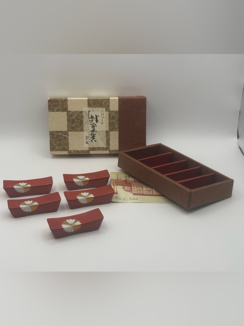 House of Nishida Set of five Japanese lacquer chopstick rests